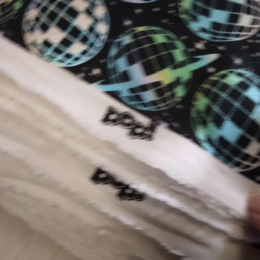 FABRIC Pop! Holographic Disco Ball Cotton Knit, 98% Cotton 2% Spandex
